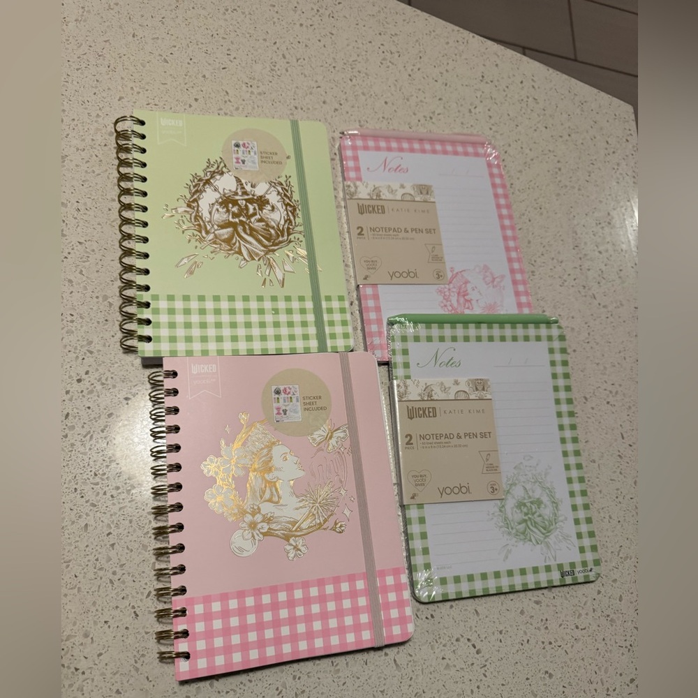 Wicked Glinda Elphaba 100p Journals & 60p Notepad & Pen Sets by Yoobi NIB